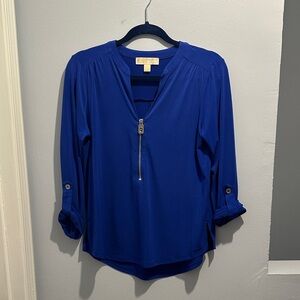 Michael Kors Cobalt Blue Half-Zip Women's Blouse